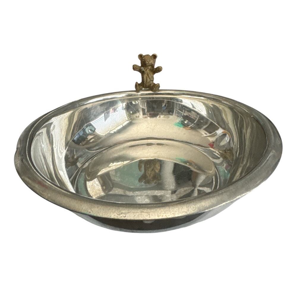 Child's Old Newbury Pewter Bear Bowl Vintage